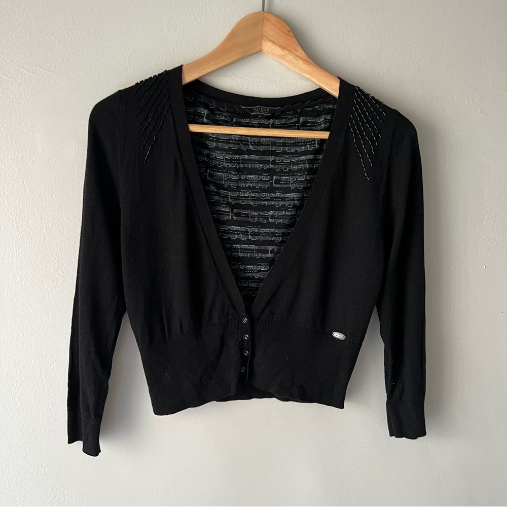 Guess Cropped Embellished Cardigan